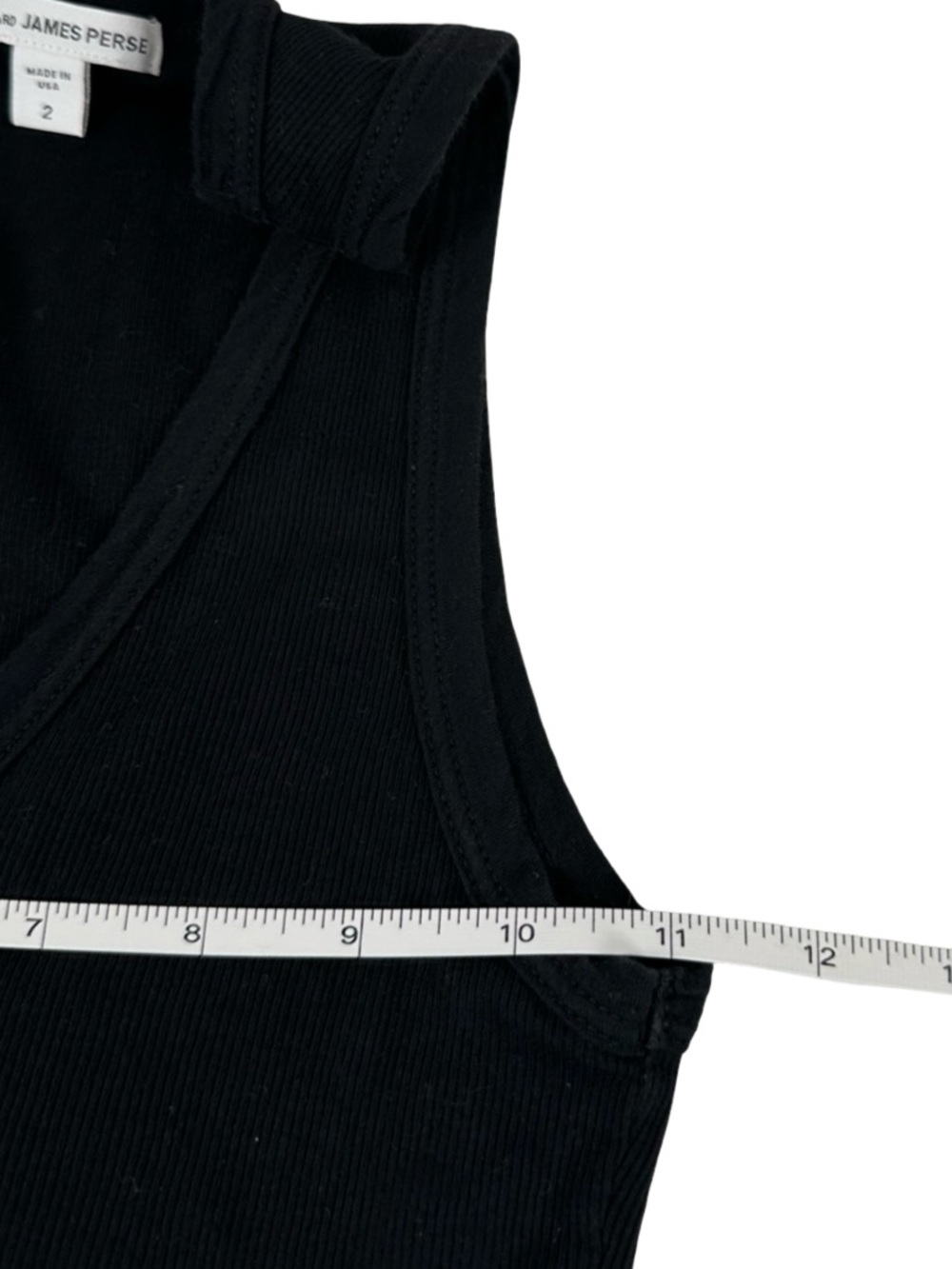 James Perse Standard Ribbed Knit Scoop Neck Solid Black Tank Top Size 2/Medium - Picture 6 of 7